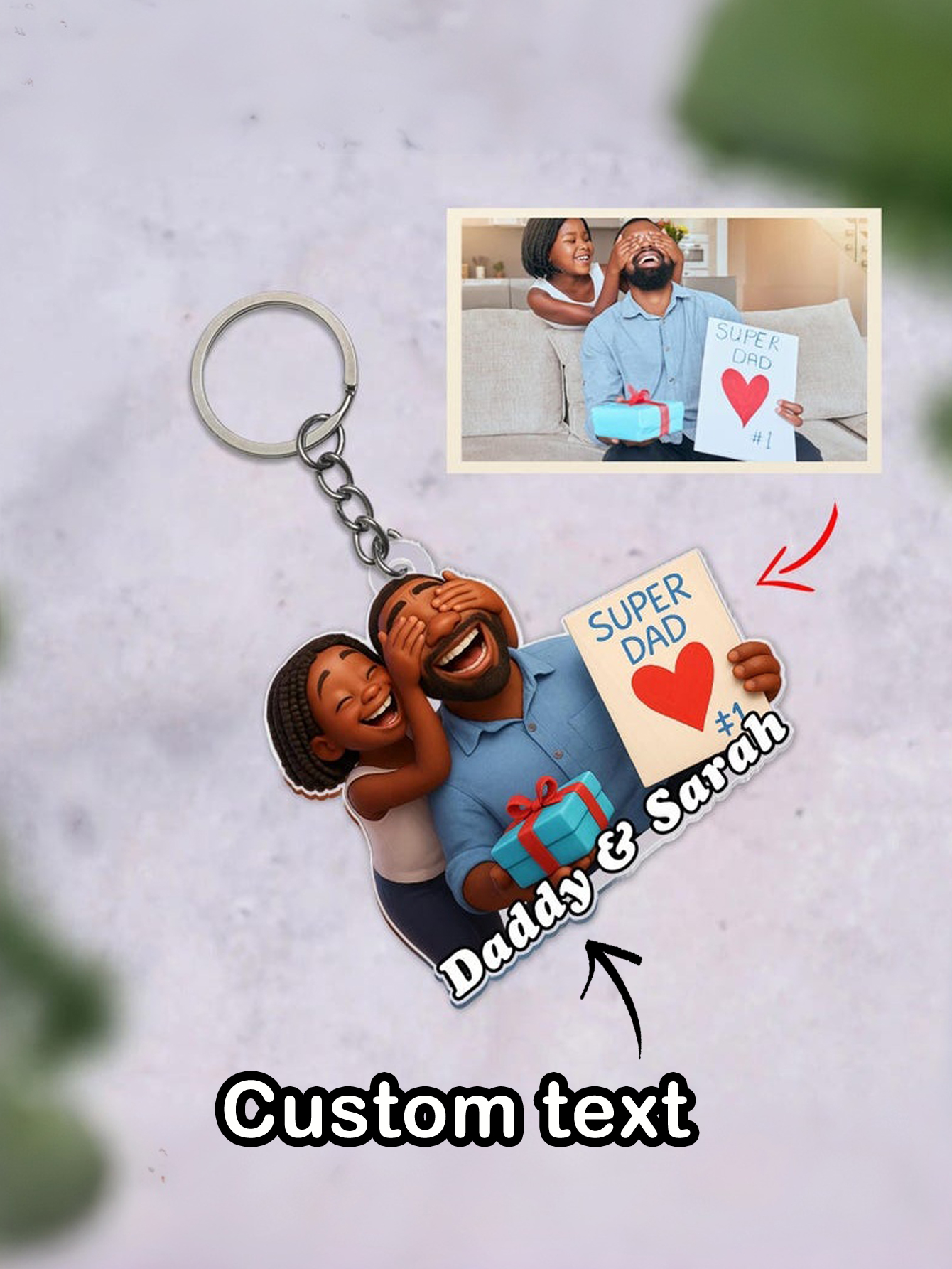 Custom Pixar Style Portrait Keychain